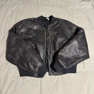 Black Leather Bomber Jacket